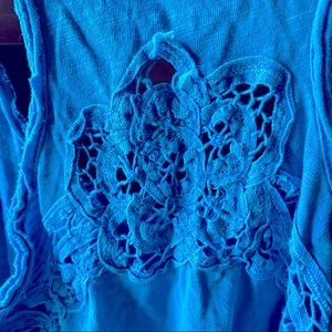 FREE PEOPLE Tank Top w Crochet Back Design